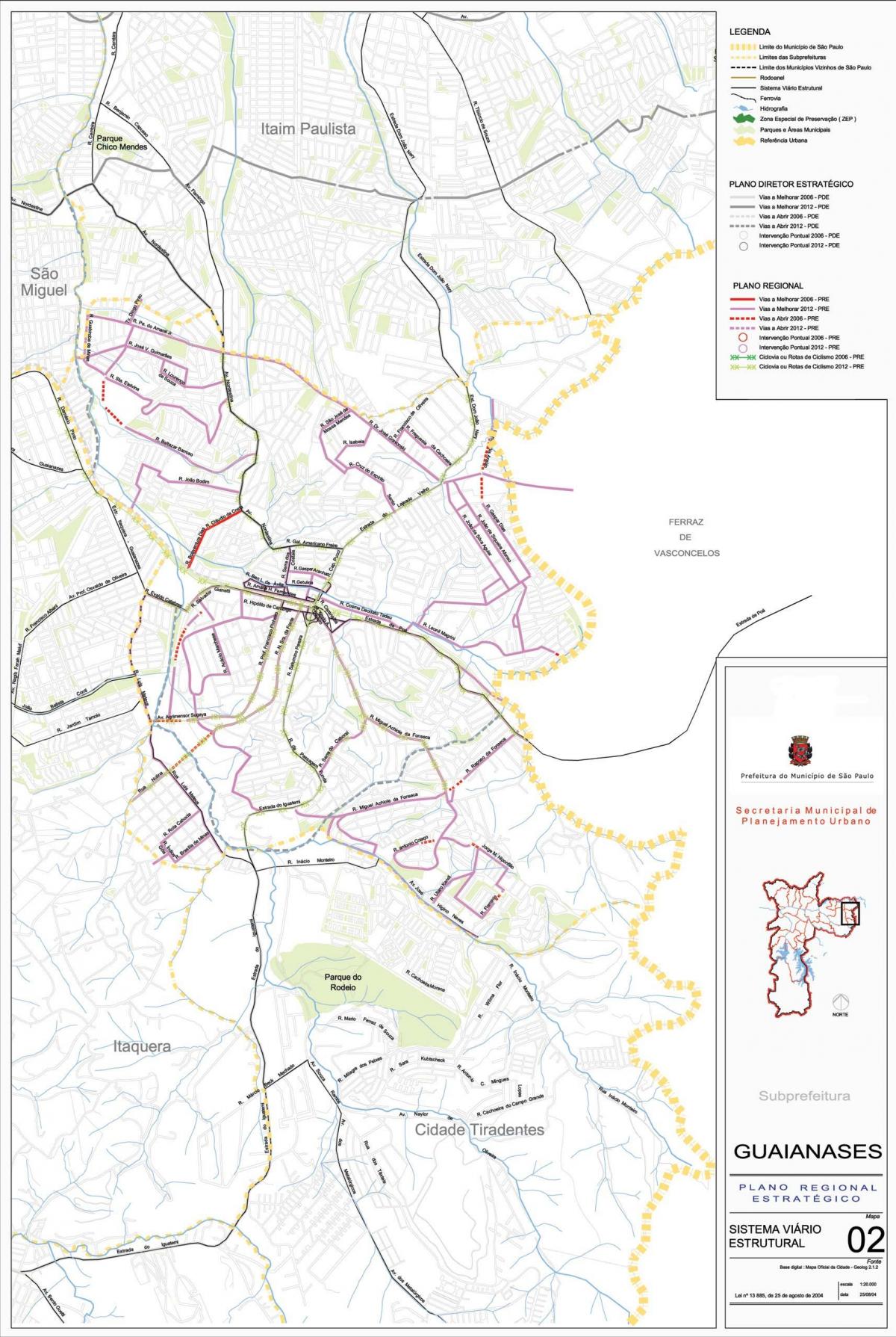 Карта Guaianases Сао Пауло - путева