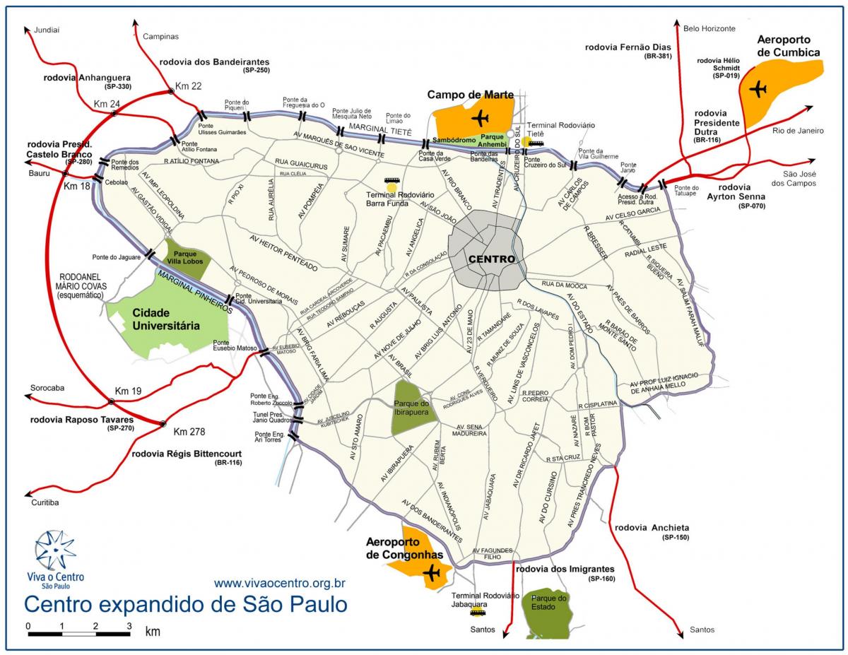 Карта велике Сао Пауло центар