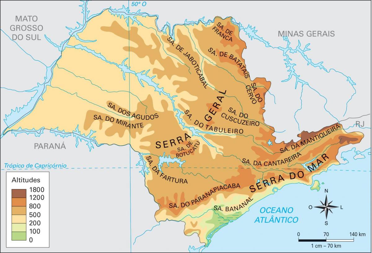 Карта висине Сао Пауло