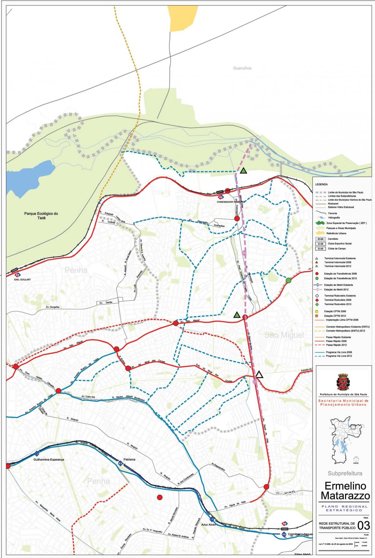 Карта Ermelino Матараццо Сао Пауло - јавни превоз