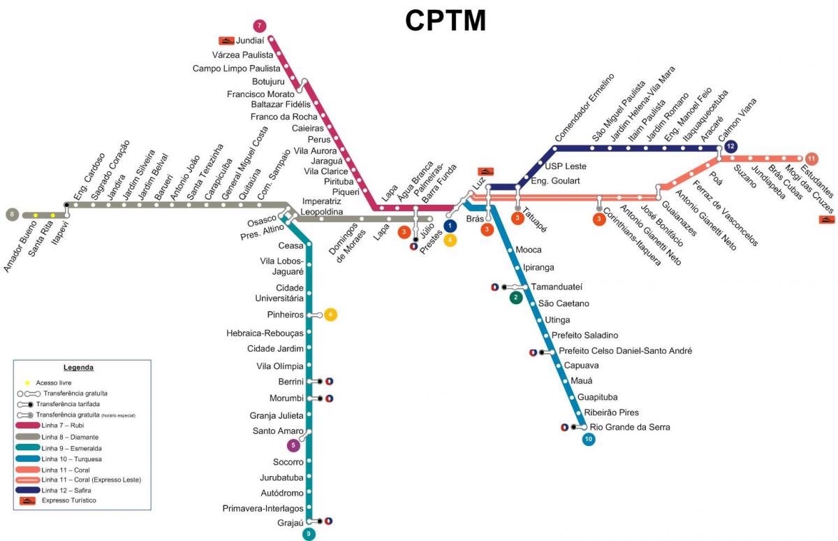Карта Сао Пауло CPTM