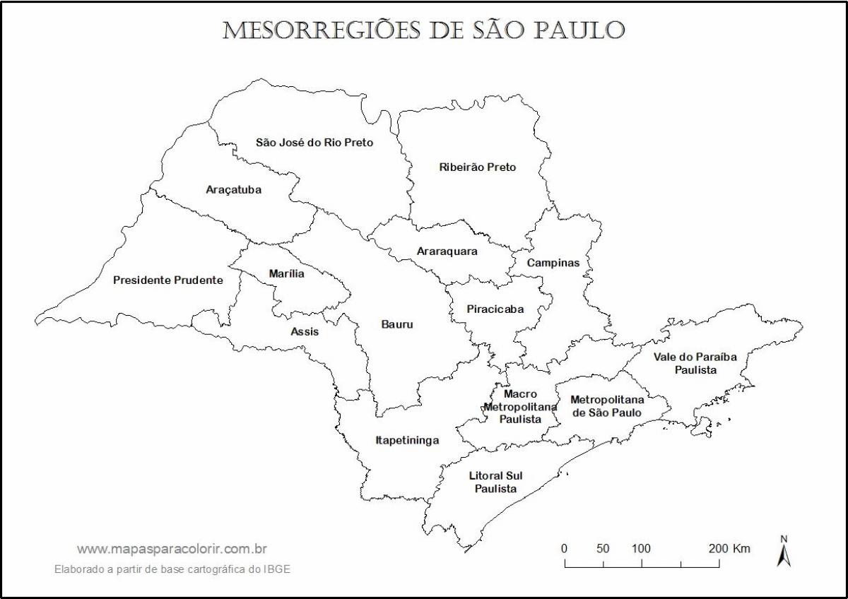 Карта Сао Пауло Девица - имена региона