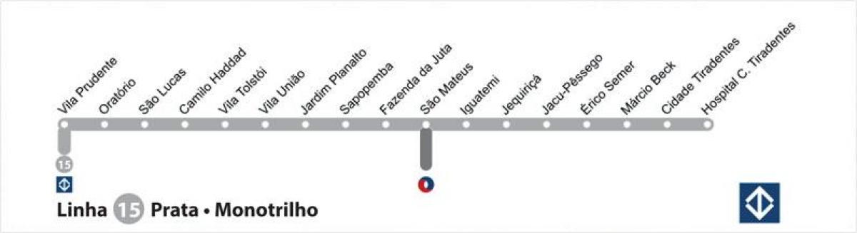 Карта Сао Пауло колосеком - линија 15 - сребро