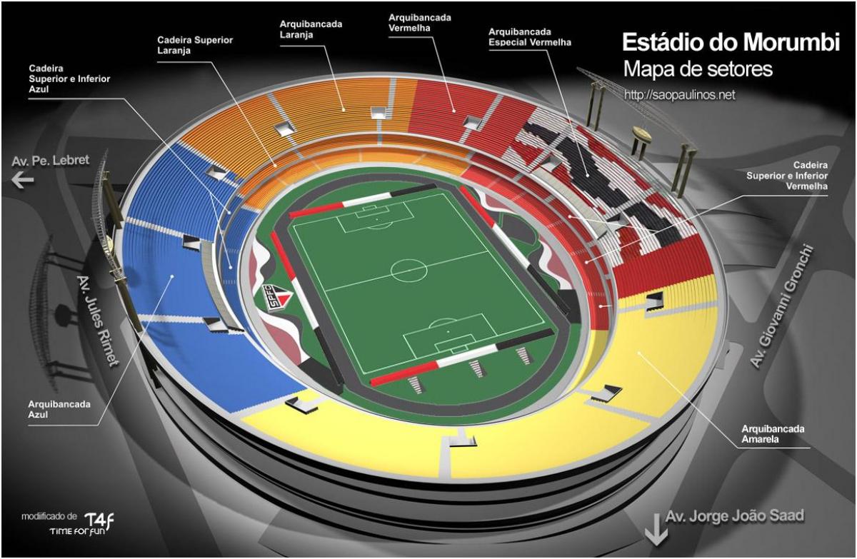 Карта Сисеро-Помпеу де Толедо-Сао Пауло стадион