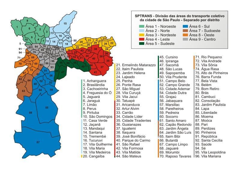 Карта Сптранс јавног превоза