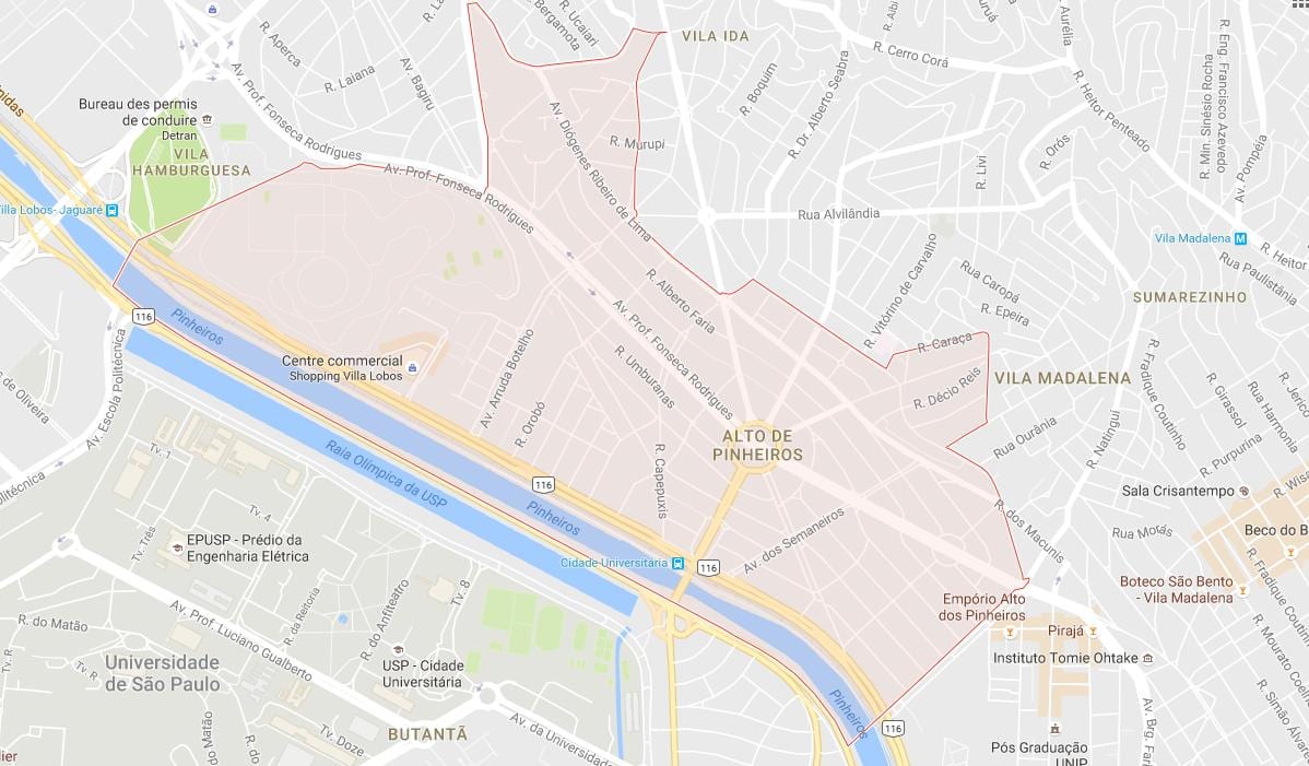 Карта Алто де Пинейрос Сао Пауло