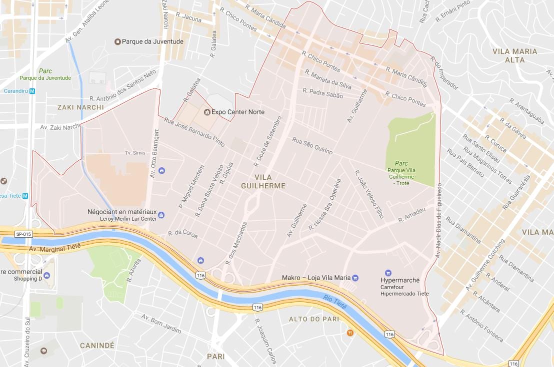 Карта Сао Пауло-Вила Гильерне