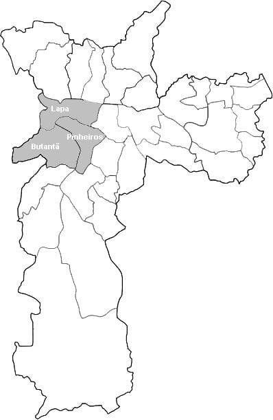 Карта Сао Пауло зоне Оэсте
