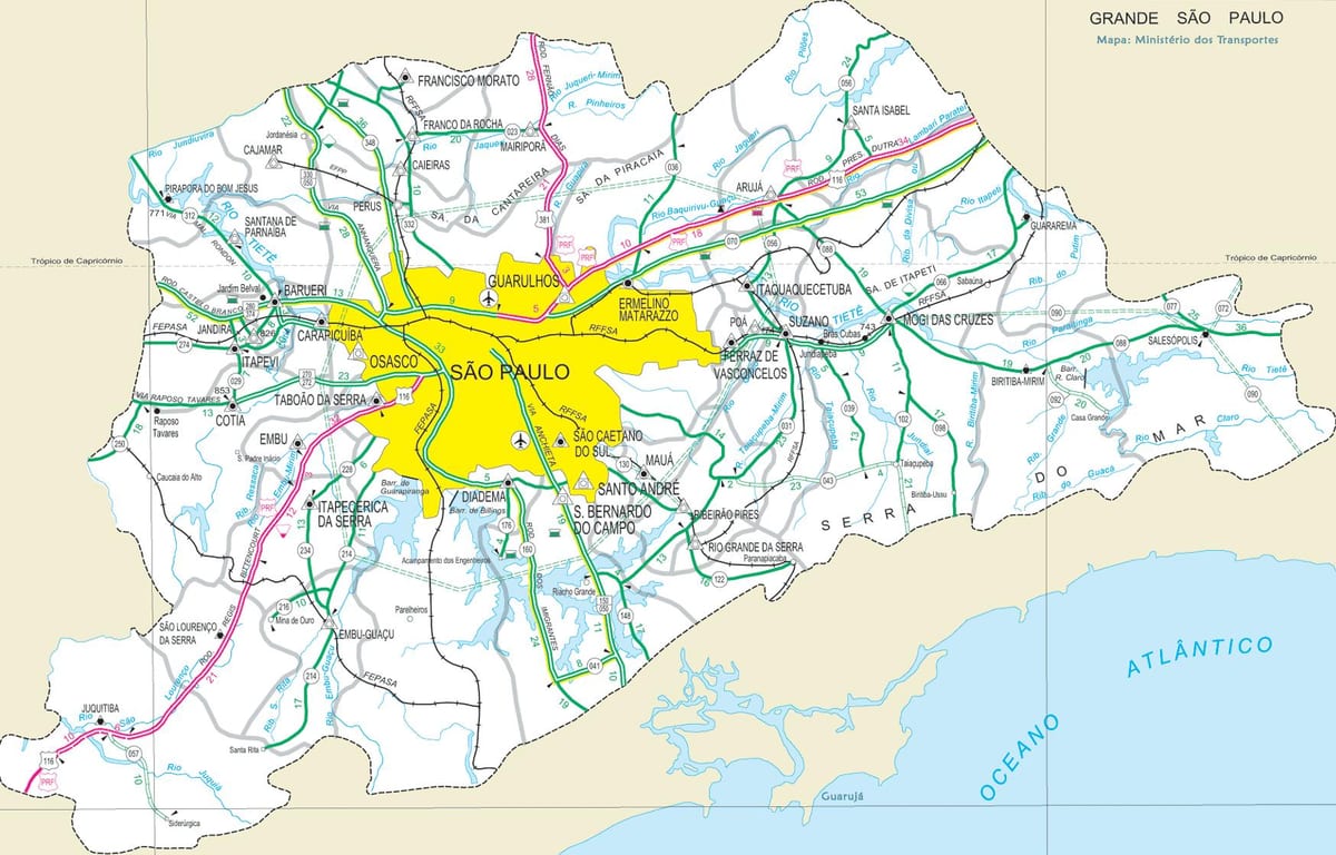 Карта аутопутева периферији Сао Пауло