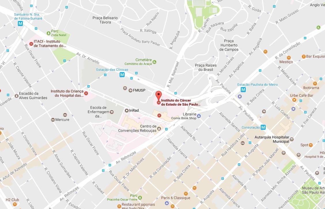 Карта Института за рак у Сао Паулу