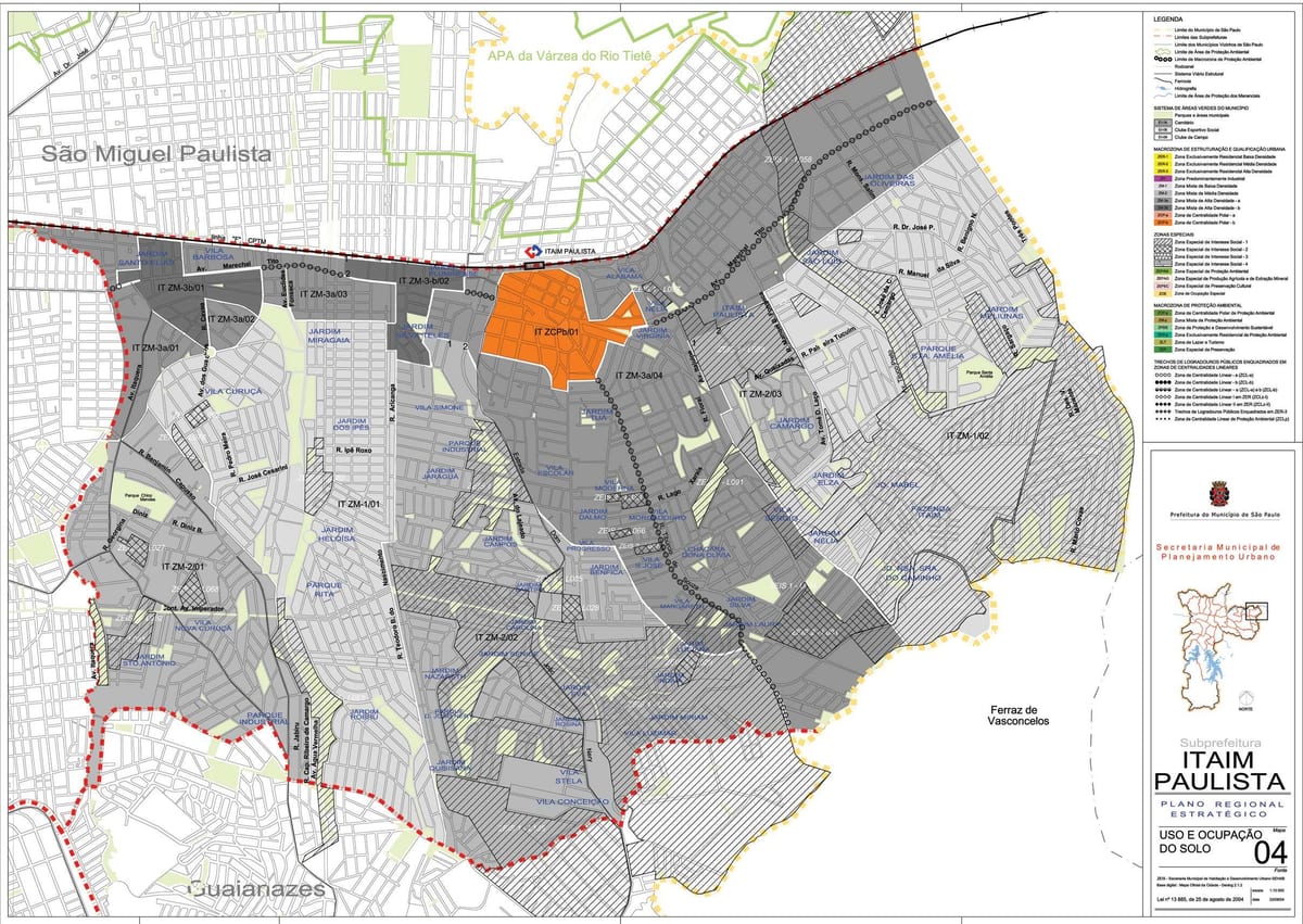 Карта Итайн Паулисте - Curuçá Вила-Сао Пауло - окупација земље