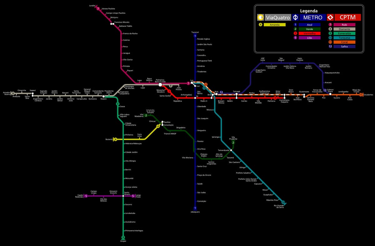 Метро Карта Сао Пауло CPTM
