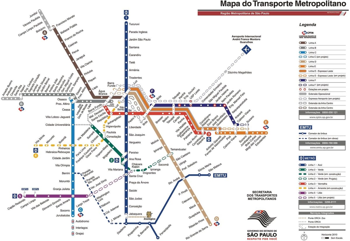Карта митрополит превоз Сао Пауло