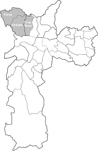Карта Сао Пауло Нороэсте зоне