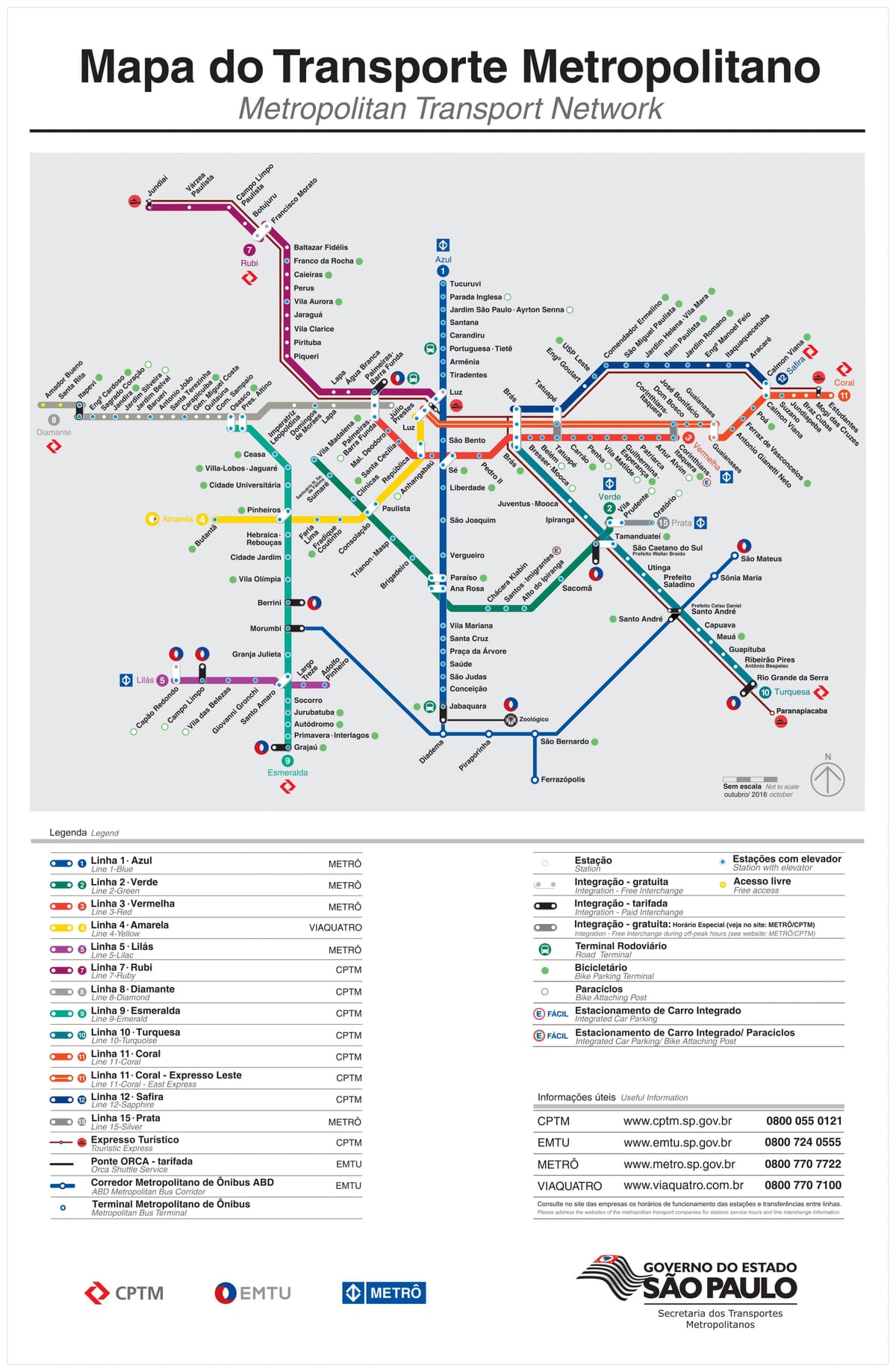 Карта превоза у Сао Пауло - EMTU/СП - метро - CPTM