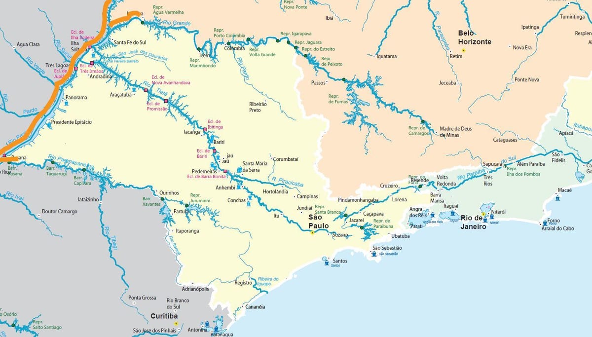 Карта Сао Пауло река