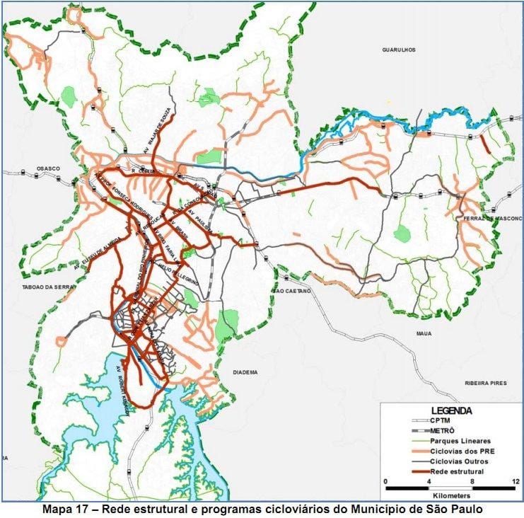 Карта Сао Пауло бициклистичка стаза