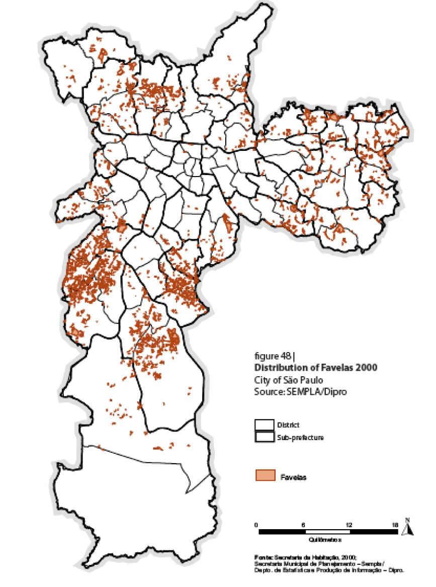 Карта Сао Пауло фавелами