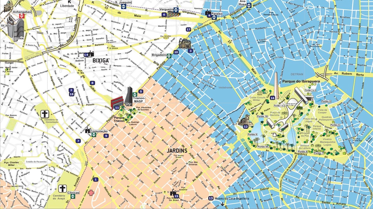 Карта Сао Пауло туризма