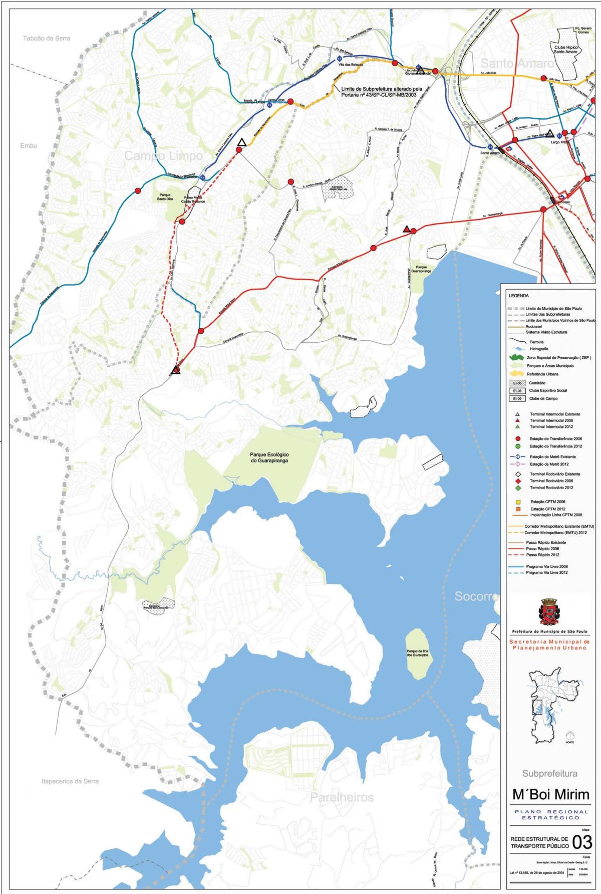 Карта М'борбе Мирине Сао Пауло - јавни превоз