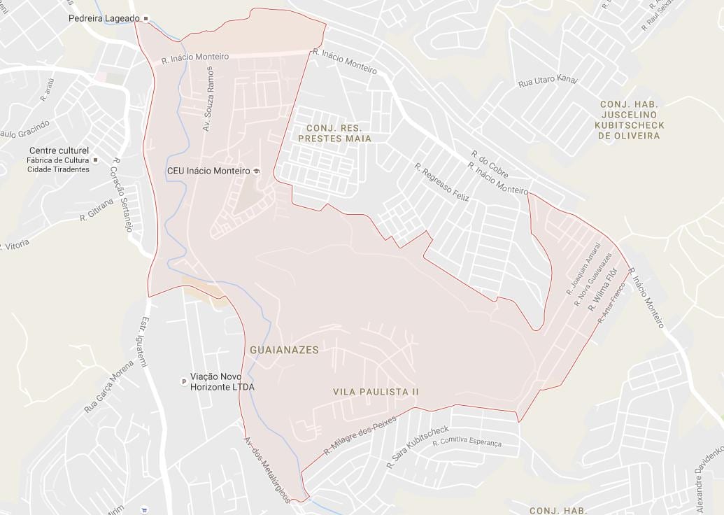 Карта Guaianases Сао Пауло