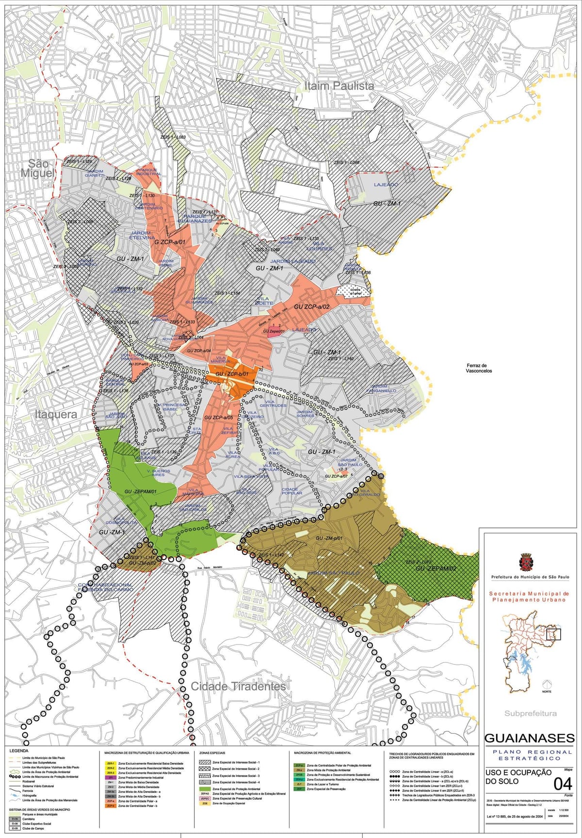 Карта Guaianases Сао Пауло - окупација земље
