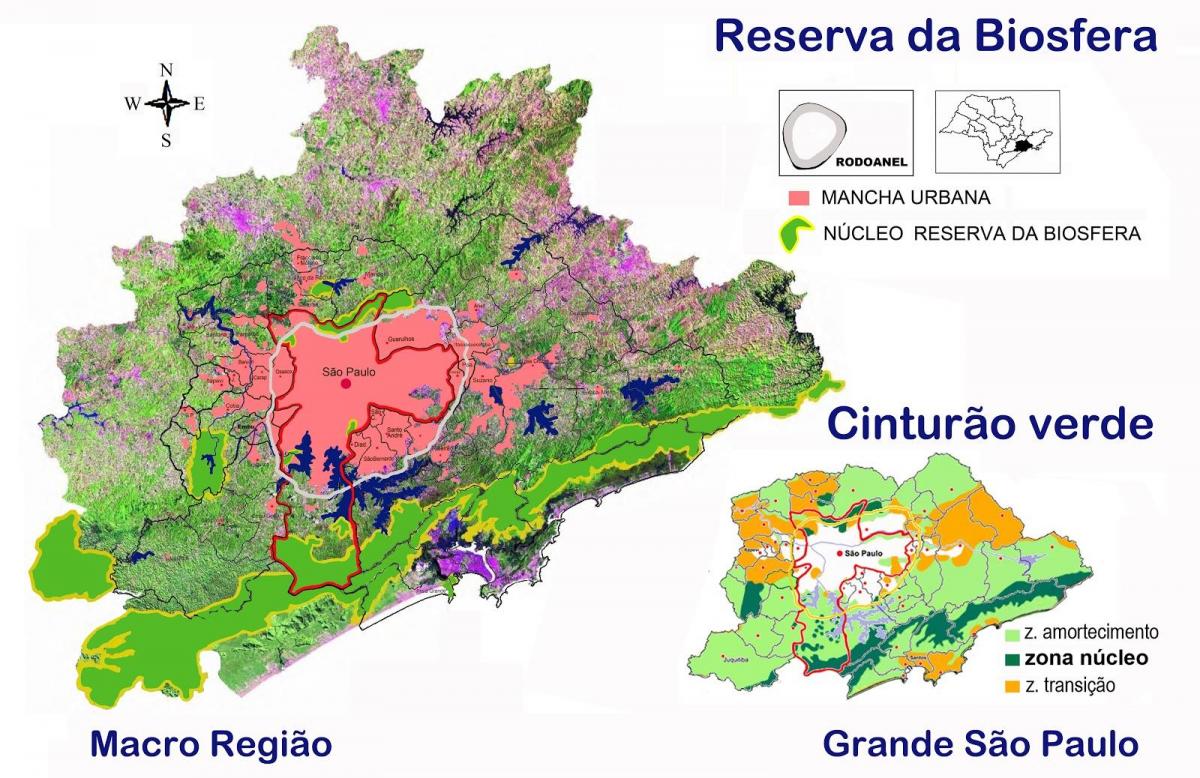 Карта биосфера зеленог појаса Сао Пауло