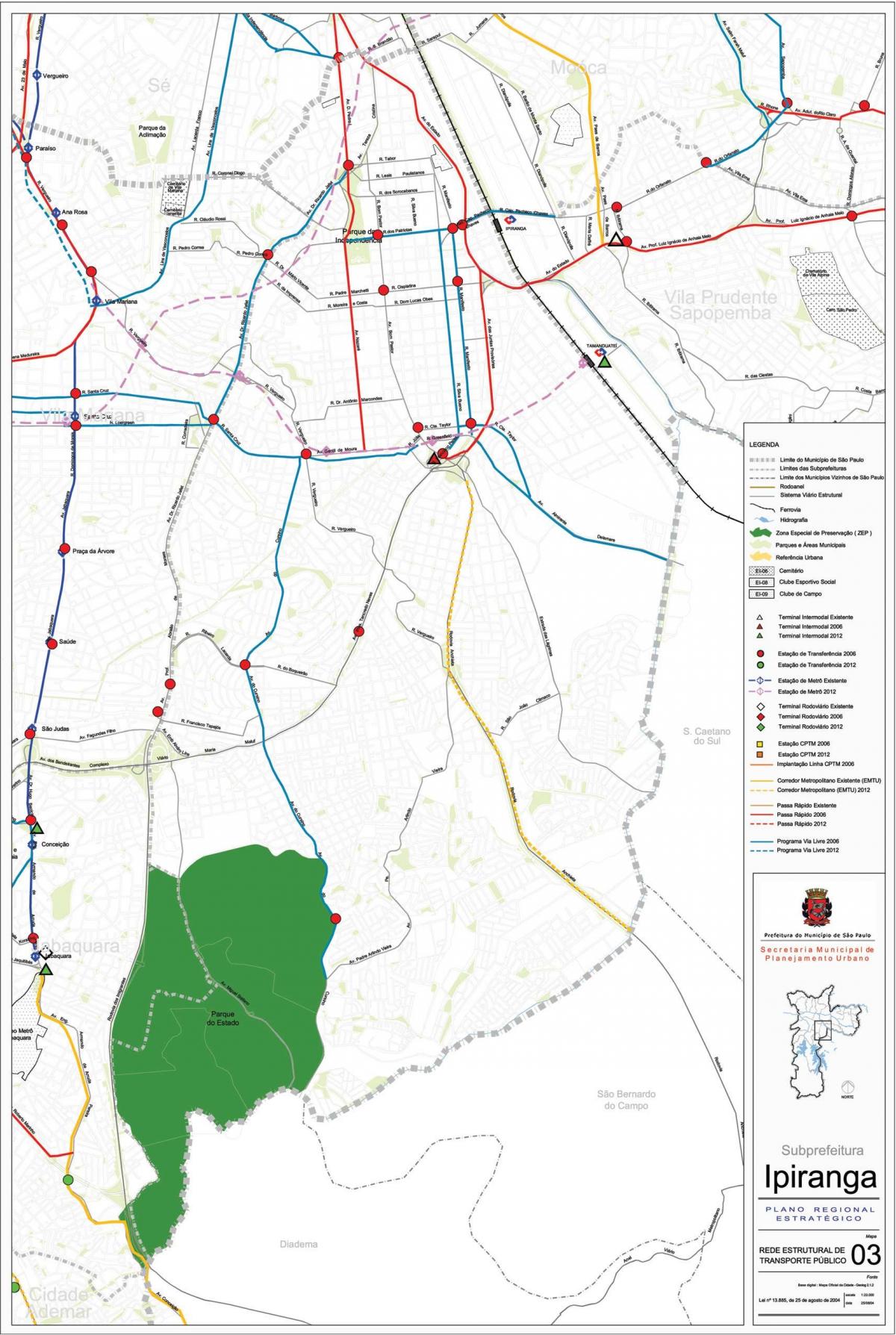 Карта Ипиранга-Сао Пауло - јавни превоз