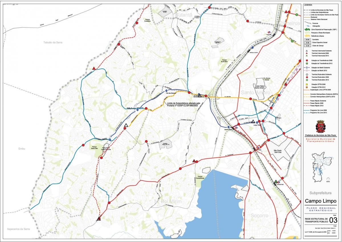 Карта Кампу-Лимпу-Сао Пауло - јавни превоз