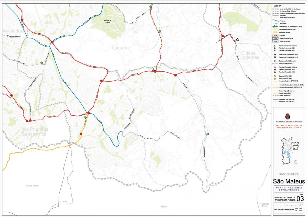 Карта Сао Матеус-Сао Пауло - јавни превоз