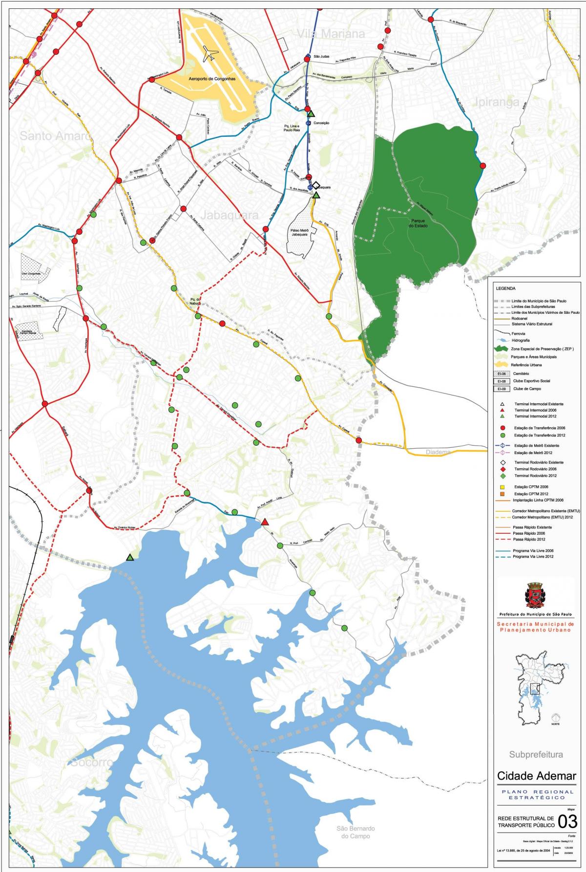 Карта Сидаде Адемаре Сао Пауло - јавни превоз