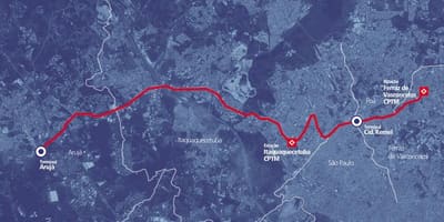 Карта коредоре БРТ метрополитано ободу Алто Тиете