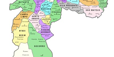 Карта субпрефектуры града Сан-Паоло