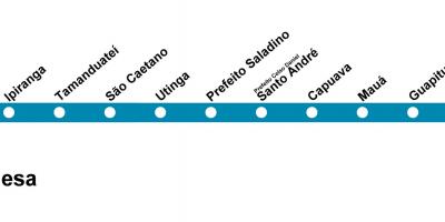 Карта Сао Пауло CPTM - линија 10 - тиркиз