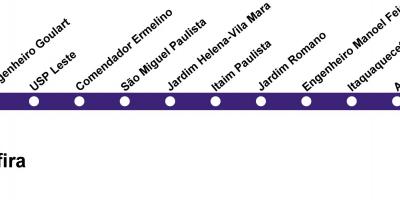 Карта Сао Пауло CPTM - линија 12 - Сафир