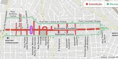 Карта Паулиста авенуе у Сао Паулу