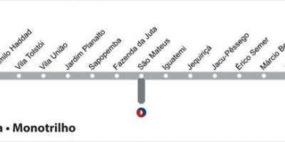 Карта Сао Пауло колосеком - линија 15 - сребро